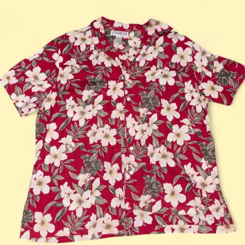 Dress Barn Burgundy Floral Button Up